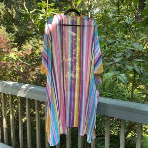 Multicolored striped kimono